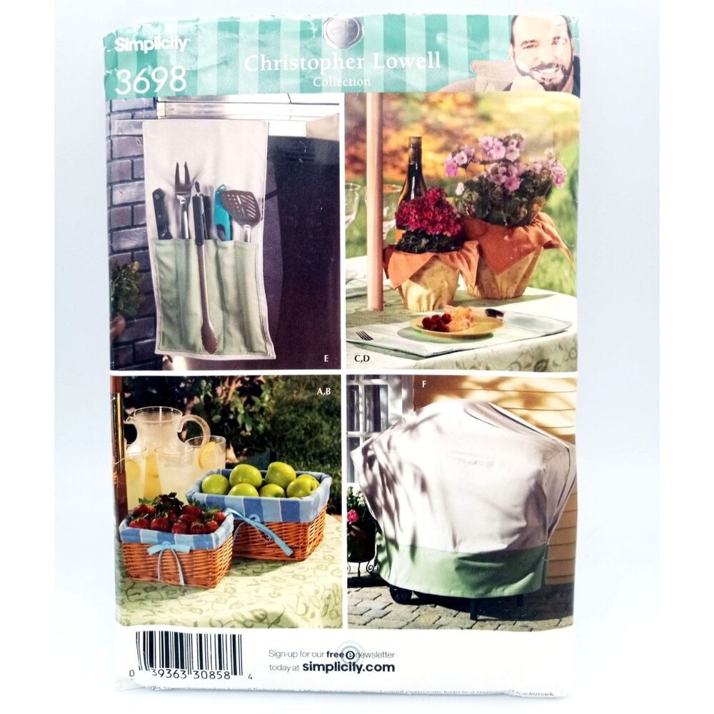 Simplicity Pattern 3698 Christopher Lowell Barbecue Accessories 2007 Uncut